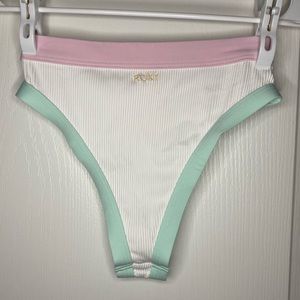 roxy white/pastel cheeky bikini bottoms.